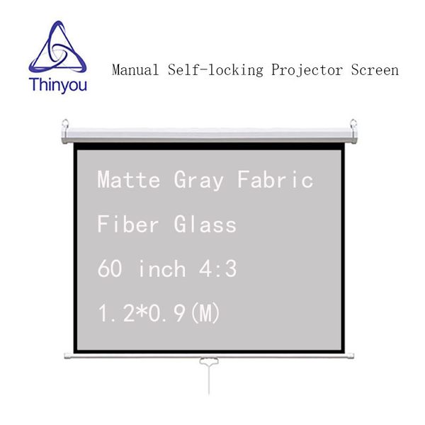 

projection screens thinyou 60 inch 4:3 projector screen manual auto self-locking matte gray fabric fiber glass for pull down scree