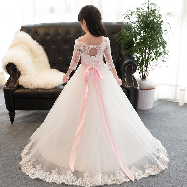 

new flower girl dresses with half sleeve for wedding little girl kids/child dress keyhole back ball party birthday pageant communion dress