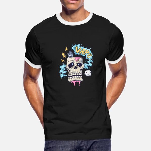 

vape skull t shirt men knitted tee shirt round neck fit gift funny casual spring autumn cool shirt