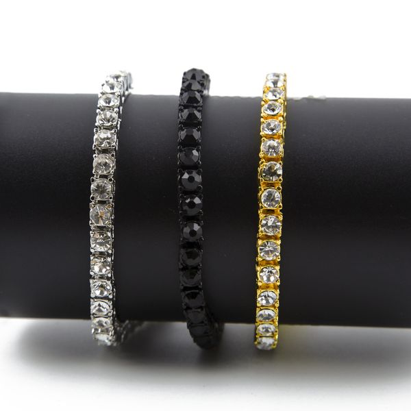 

Hip Hop Bracelet Gold Plated Bling Bling 1 Row Iced Out Cz Bracelet Top Fashion Mens Jewelry Y#101