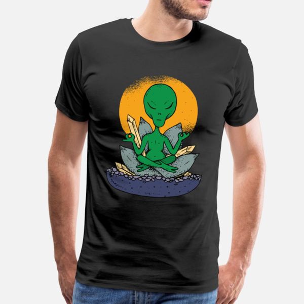 

meditating alien t shirt men custom short sleeve size s-3xl cool famous fashion summer style cool shirt