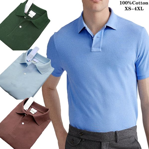 

summer new lapel tee brand men shirt solid color short-sleeve slim fit men pure cotton shirts plus size xs-4xl, White;black