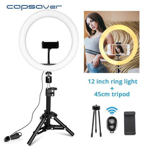 

flash heads capsaver 12 inch dimmable led ring light usb lamps 30cm video with tripod phone holder for tik tok youtube makeup