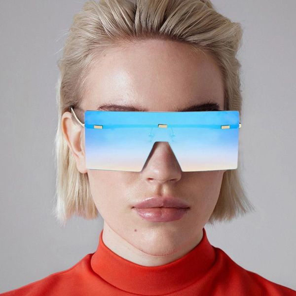 

personality sunglasses women men big square rimless women's glasses vintage metal oversized shades eyewear sun glasses zonnebril, White;black