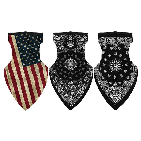 

seamless triple-cornered face rave bandana neck gaiter tube cover, motorcycle face bandana scarf, Blue;gray