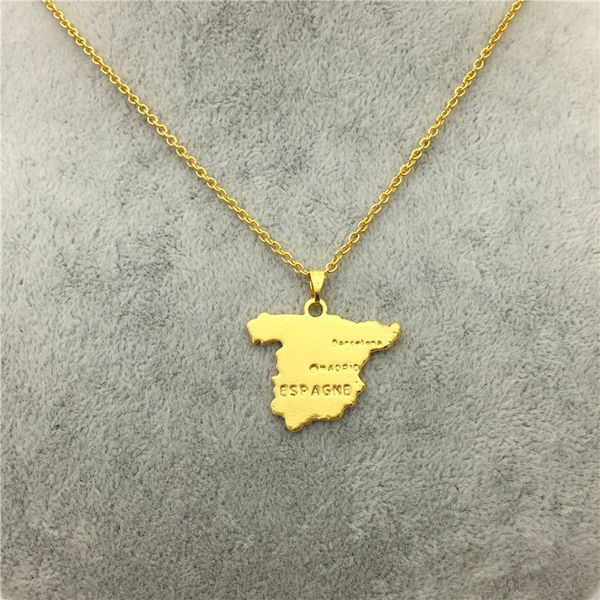 

lphzqh spain map pendant necklace women trendy charm collar jewelry accessory chain choker necklace gift gold color, Silver