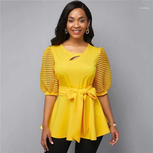 

hollow out solid color t shirts bow fashion crew neck short sleeve cardigan clothing fashion style casual apparel womens summer apparel, White