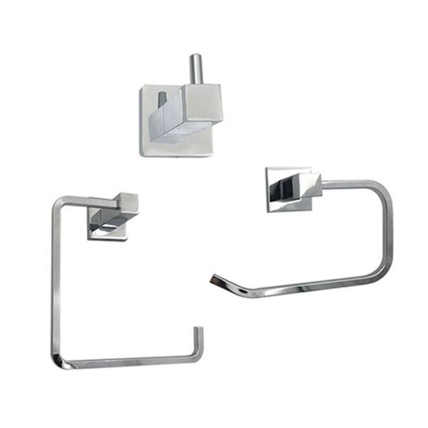 

3pcs robe hanger towel hook set ring practical roll paper rack bathroom toilet