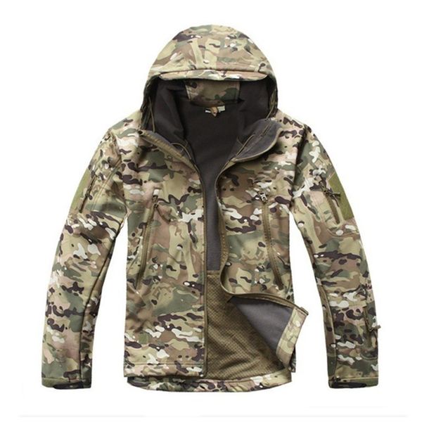 

multicamo мужская soft shell jacket тактические открытый камуфляж охота флис с капюшоном пальто, Blue;black