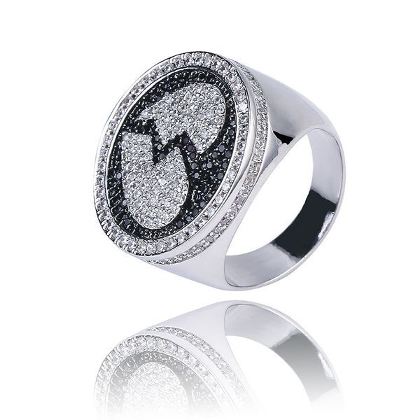 

selling heartbreak ring broken heart pattern black silver two-tone hip-hop men ring