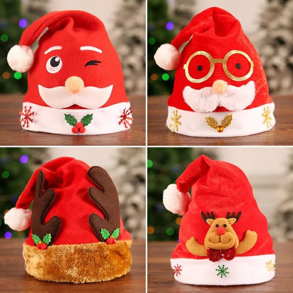 

christmas home decoration comfortable exquisite non-woven hats cute bear horn elk santa claus cartoon party decoration