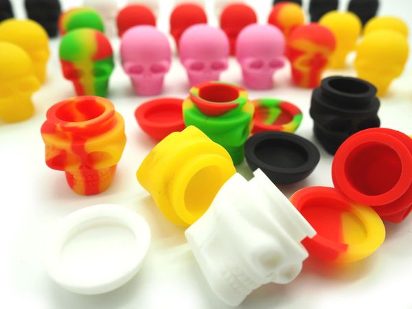 3ML Skull Jars Contenitore in silicone Contenitore di Food Grade Box Tubo fumato Coperchio antiaderente DABBER Bottiglia DAB Jar Wax Oil Rigs 10pcs / lot