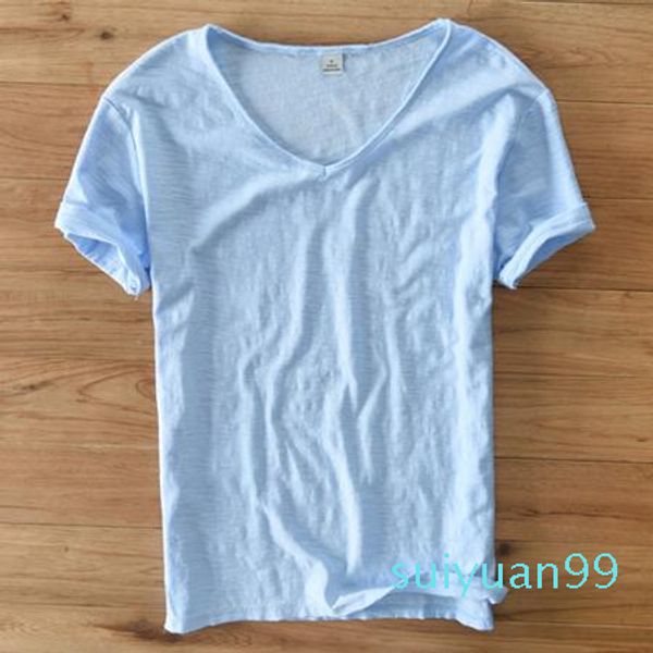 

summer men linen cotton t shirt men short sleeve v-neck breathable soft loose thin white t-shirt men asian size m-xxxl, White;black
