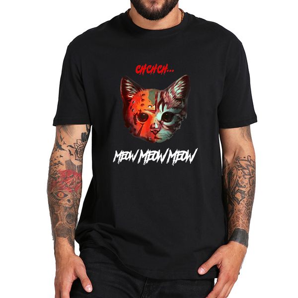 

джейсон voorhees cat t shirt пятницу 13 фильм ужасов halloween тенниска 100% хлопок дышащая ткань tee tops eu размер