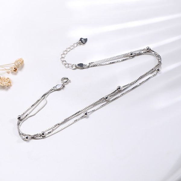 

2020/Luxury Designer Halloween Wanying Jewelry Large Three-Layer Lucky Beads Anklet S925 Sterling Silver Multi-Layer Anklet Personalized & C