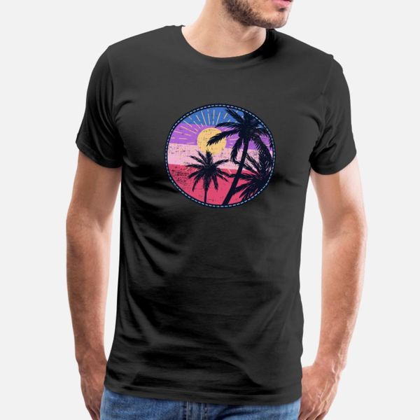 

sunset palm tree gift design idea summer vacation t shirt men custom tee shirt round neck novelty famous building summer style pattern
