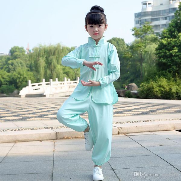 

children girl wushu costume kimono judo clothing chinese kung fu suit tai chi clothing martial art uniform, Black;red