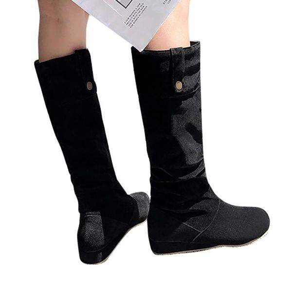 

boots sagace shoes snow women fashion round slip-on zapatos de mujer ladies solid color flat for, Black