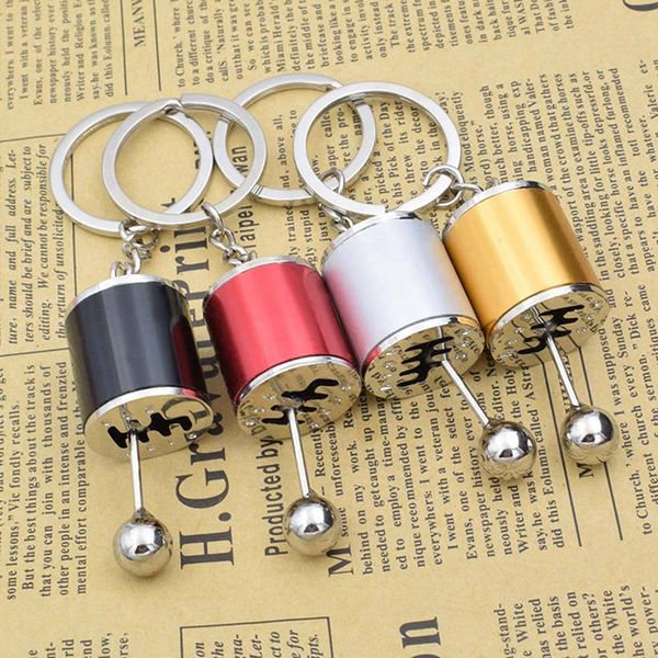 

simulation car gear box keychain manual car metal gear lever shift knob type box key fob gift keyring keychain, Silver
