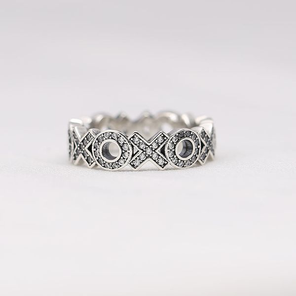 

genuine 925 sterling silver xoxo cubic zirconia ring compatible for women engagement wedding gift europe jewelry, Golden;silver