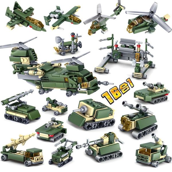 

military tank army figures troops armored car building blocks sets diy bricks helicopter aircraft model education assemble kids toys 02