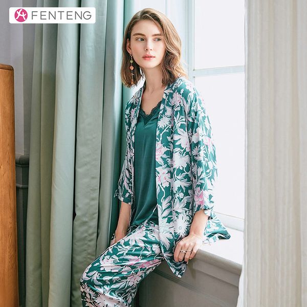 

fenteng осень пижама набор женщины свежие три части набора подходит для домашнего использования простой щедрой стиль j98112289, Black;red