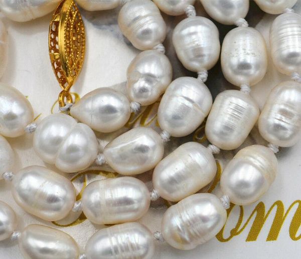

new 8-9mm natural white cultured akoya pearl necklace 18, Silver