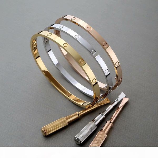 

titanium steel love silver rose gold screw screwdriver bangles for women men couple fashion designer jewelry for women, Golden;silver