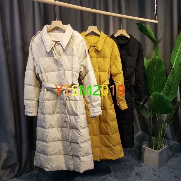 

belt down jacket women's down wear with lapel white duck down coat slim-looking winter jacket warm clothing, Black