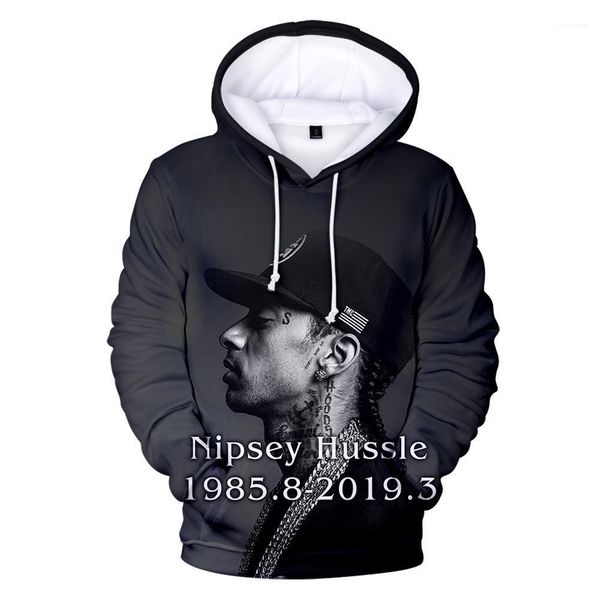 

hussle new spring summer hooded sweatshirts long sleeved pullovers r.i.p rapp mens 3d hoodies nipsey, Black