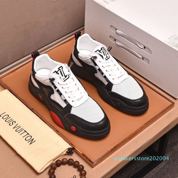 

2020 o1 fashion trend designer mens shoes leather mesh breathable comfortable outdoor shoes lace-up casual hiker shoes mens sneakers4 s04, Black