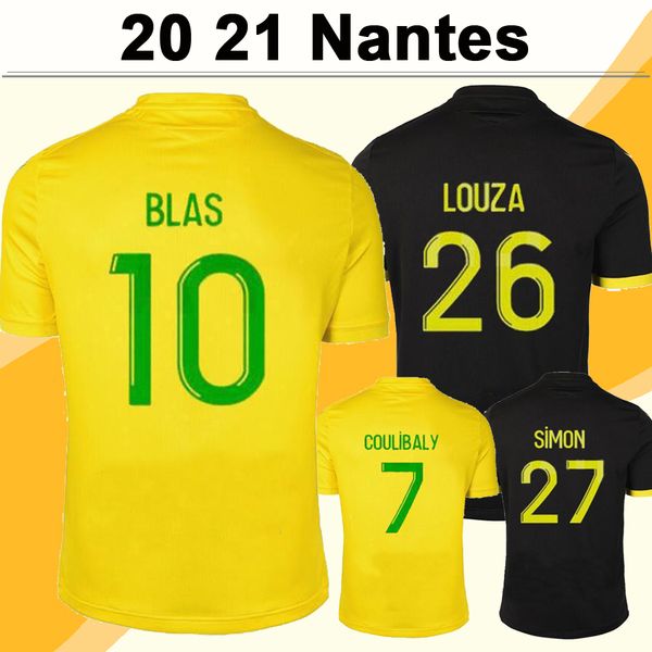 

20 21 nantes mens soccer jerseys coulibaly blas louza home yellow green away black football shirt new simon coco short sleeve uniforms, Black;yellow