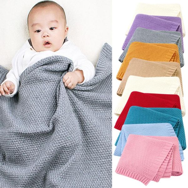 

baby blanket knitted newborn solid warm swaddle wrap stroller blankets soft infant bedding quilt kocyk dla dziecka 90x90cm @45
