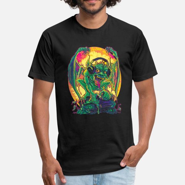 

gargoyle chillin with music headphones t shirt men designs cotton s-3xl clothing graphic humor summer vintage shirt