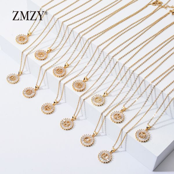 

zmzy 26pcs/lots whole lots bulk mixed a-z letter necklace stainless steel chain necklace cz crystal gold color pendant y2008109005050, Silver