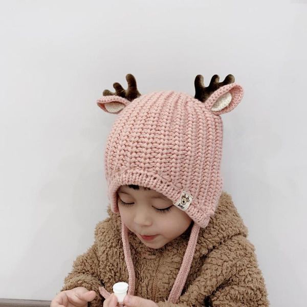

fashion 2020 christmas hats beanie winter baby caps warm cotton knitted children hat bonnet cute antlers xmas hats for kids, Yellow
