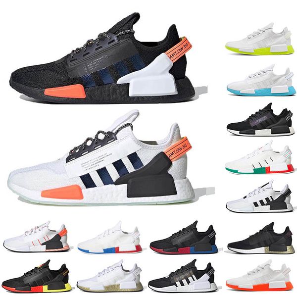 

aqua tones munich r1 v2 mens running shoes hu human race xr1 core blacl carbon bright volt men women sports sneakers shoes 36-45