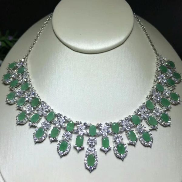 

ожерелье [meibapj] высокое качество природный изумруд подвеска с сертификатом 925 pure silver fine wedding ювелирные изделия для женщин