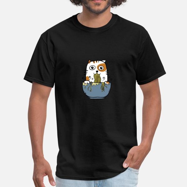 

мисо суп рамен лапша питание cat тенниска мужчины персонализированные с коротким рукавом плюс размер 3xl фотографии солнечный свет смешные c