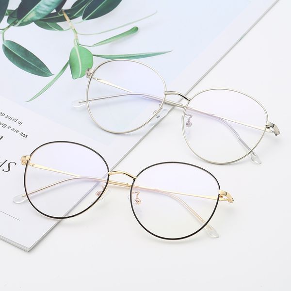 

women retro myopia spectacle frame new arrival 2020 plain glasses circular male female plain glasses student frame, Black