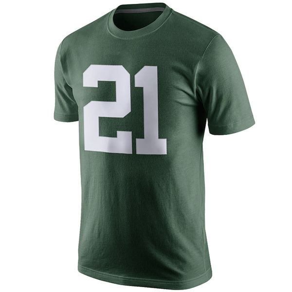 

american football fans cotton shirt green player pride name number t-shirt, Black