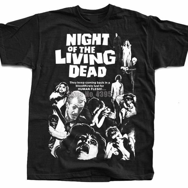 

night of the living dead j a romero poster men t-shirt hip hop harajuku tshirt gym t shirt black and white