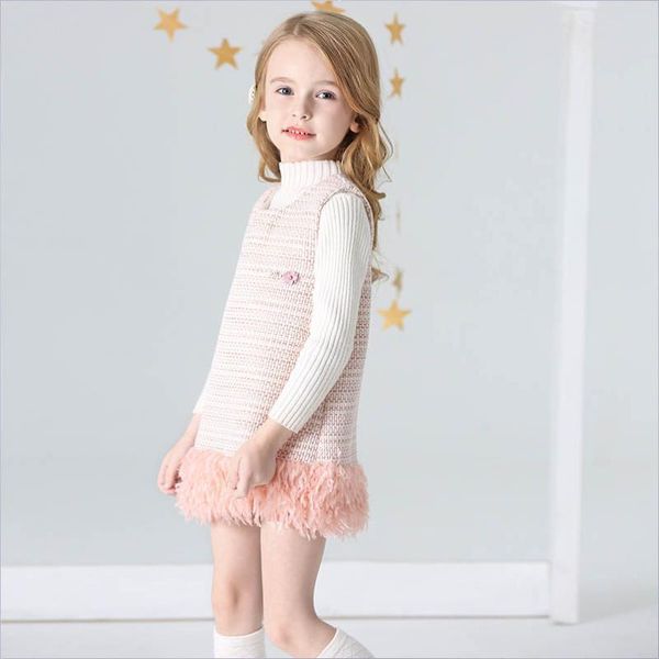 

new clothing princess plus velvet dress baby girls keep warm vest dress kids winter tassel mini dresses fashion girl clothes, Red;yellow