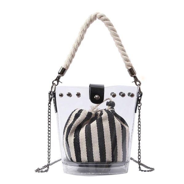 

women jelly transparent retro bag bucket bag chain messenger purses and handbags beach jelly bucket 2020 new
