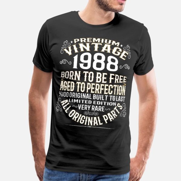 

premium vintage 1988 t shirt men customize 100% cotton crew neck costume fitness casual spring autumn vintage shirt
