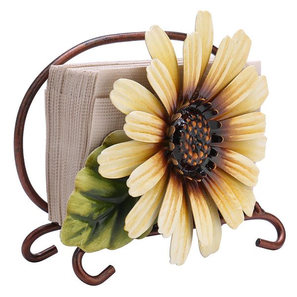 

pastoral style home decor iron art restaurant napkin holder daisy paper case