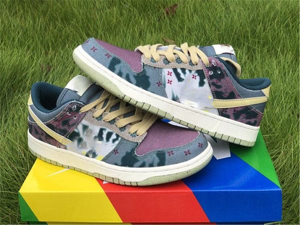 

2020 new authentic dunk sp low lemon wash multi-color midnight turquoise-cardinal red men women skateboard shoes sports sneakers with box
