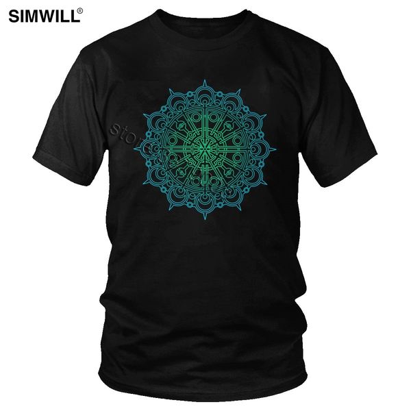 

mandala crescent moon t shirts men trendy short sleeves cotton t-shirt o neck large size brand geometry flower tees clothing