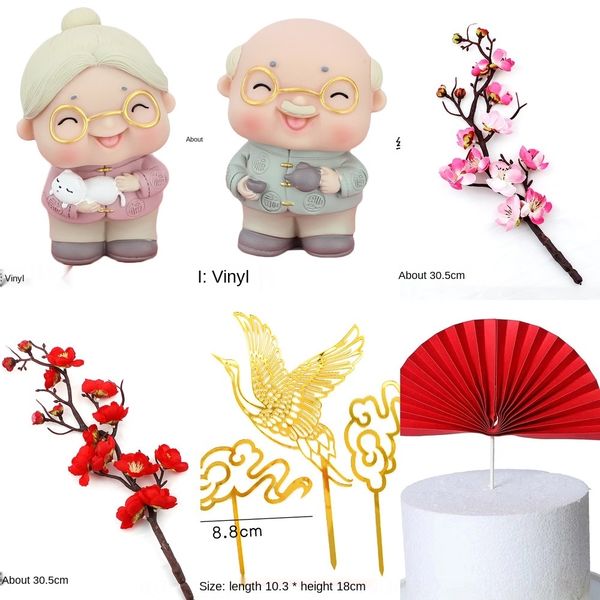 

baking cake decorative ornaments lu ornament milk tea jewelry milk tea mao granny teapot grandpa theme plug-in birthday man birthday woman 5