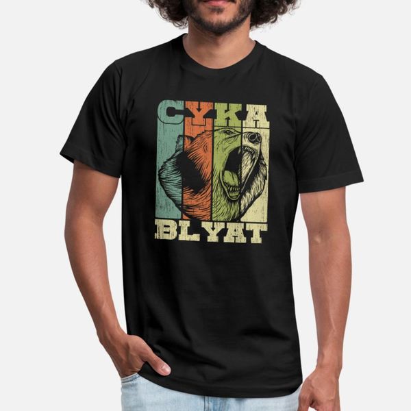 

cyka blyat vintage with bear t shirt men customized cotton crew neck trend fit fashion summer leisure shirt